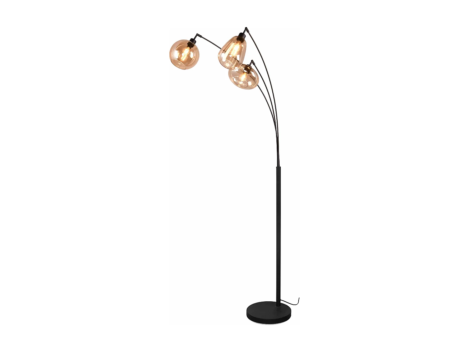 Piantana ad arco 3 diffusori, metallo, nero e ambra, H 200 cm, Lumina
