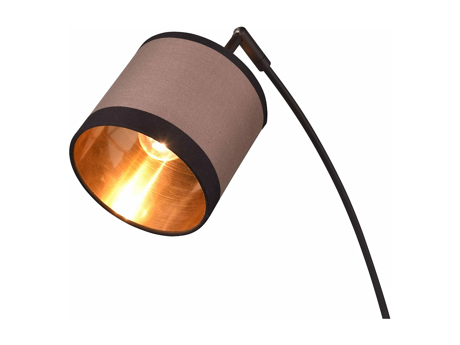 Piantana 3 paralumi, metallo, nero e tortora/oro, H 185 cm, Davos