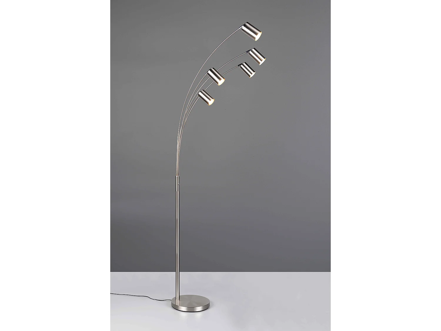 Piantana 5 spots orientabili, metallo, acciaio, H 200 cm, Marley