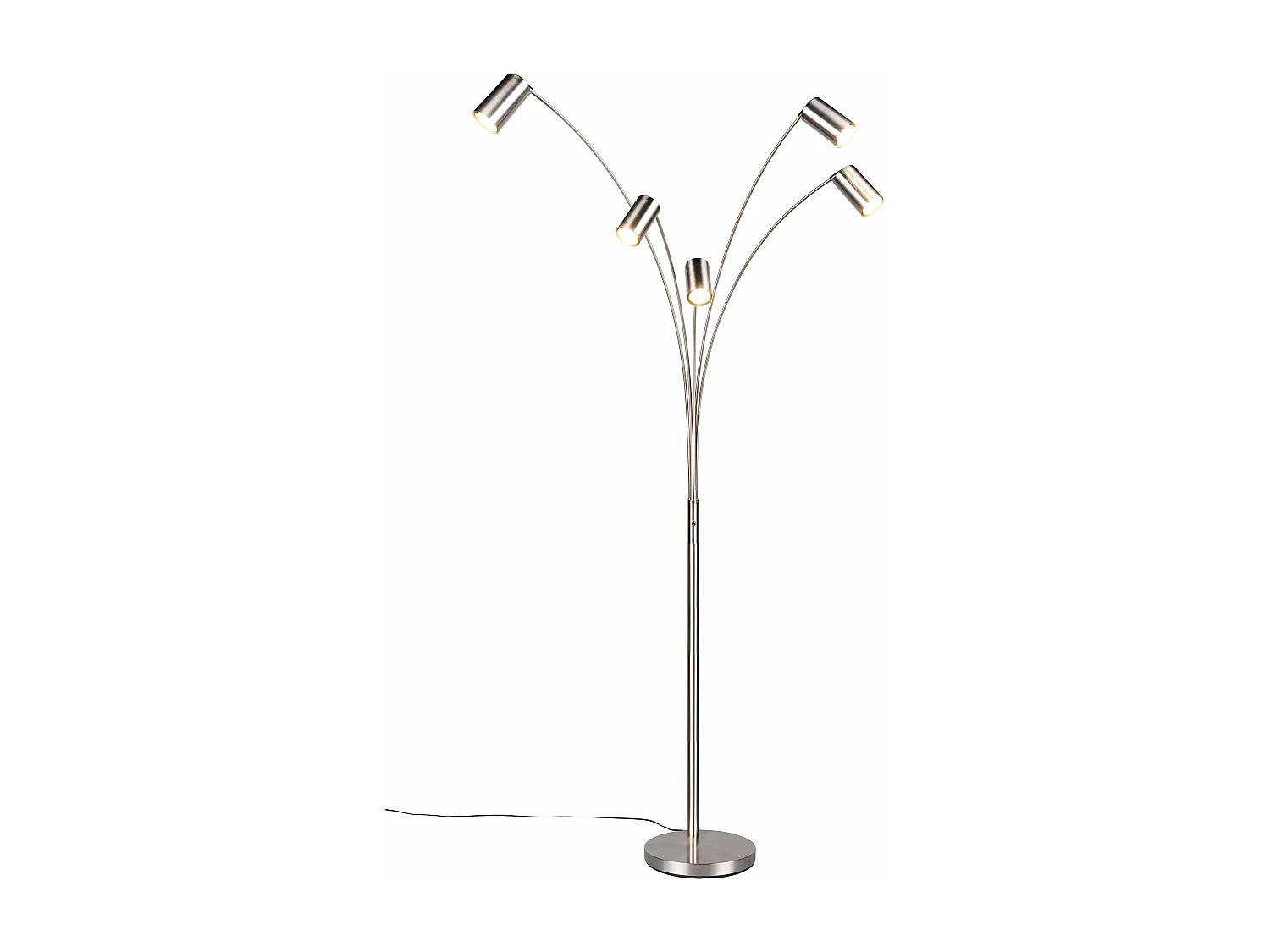 Piantana 5 spots orientabili, metallo, acciaio, H 200 cm, Marley