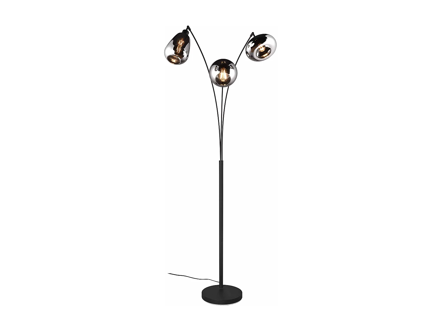 Piantana ad arco 3 diffusori, metallo, nero e fumé, H 200 cm, Lumina