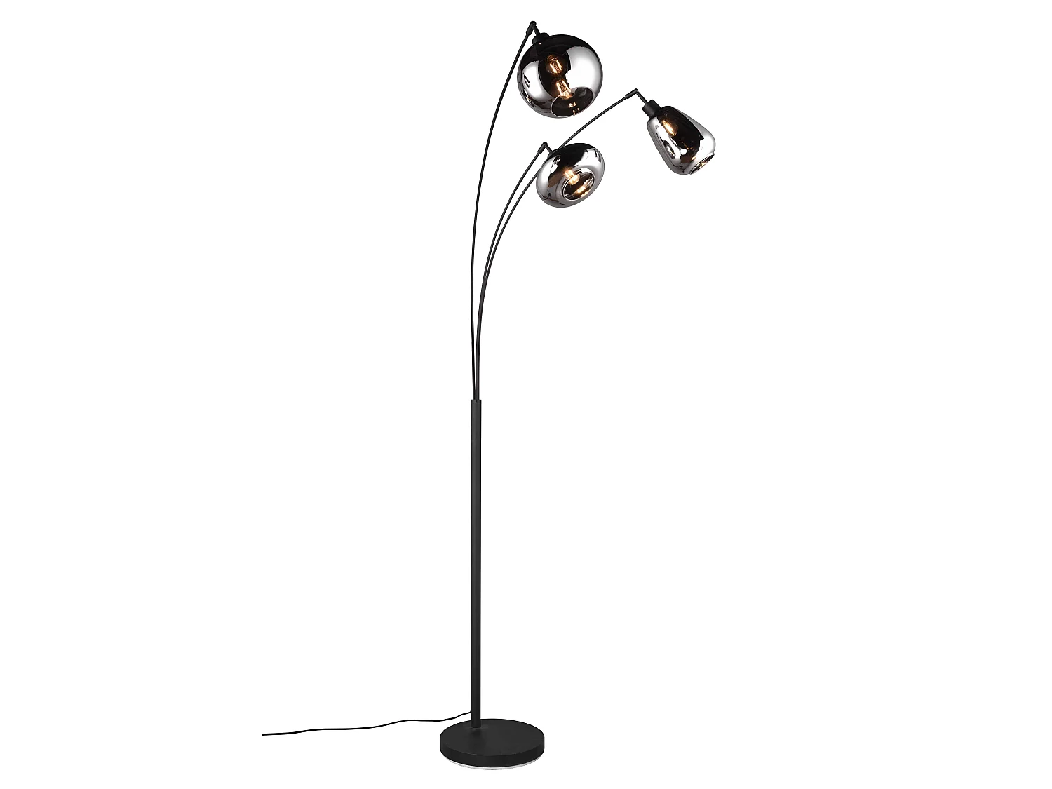 Piantana ad arco 3 diffusori, metallo, nero e fumé, H 200 cm, Lumina