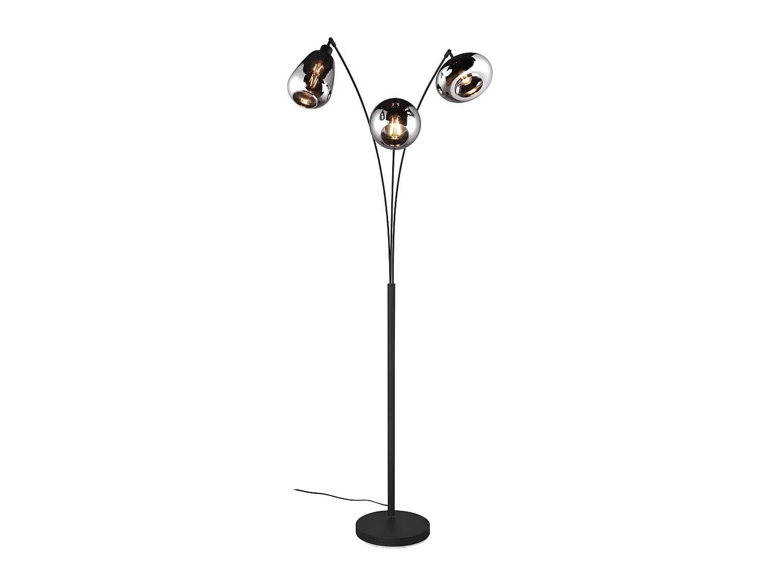 Piantana ad arco 3 diffusori, metallo, nero e fumé, H 200 cm, Lumina