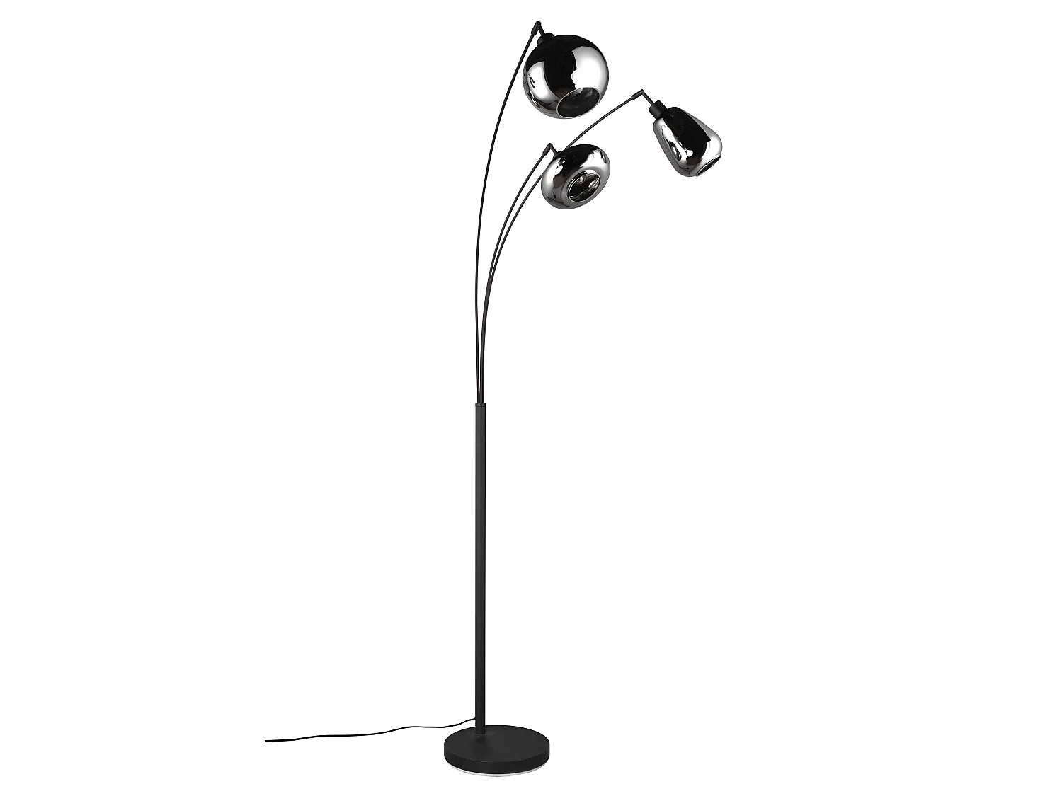 Piantana ad arco 3 diffusori, metallo, nero e fumé, H 200 cm, Lumina
