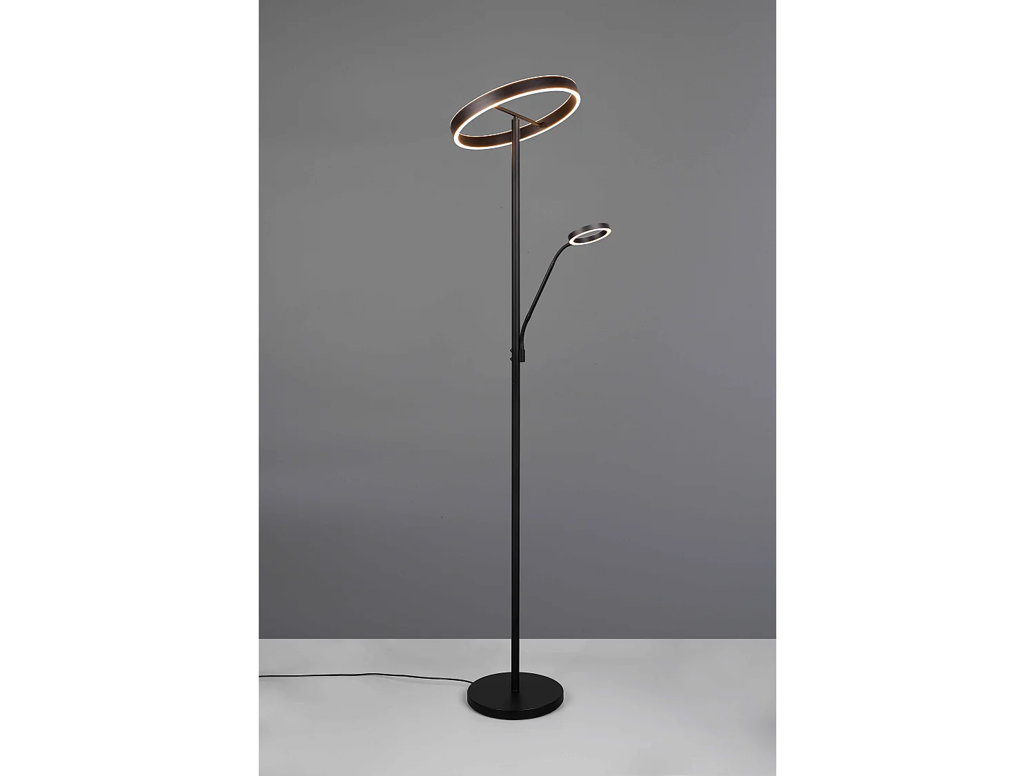 Piantana LED con lampada lettura, metallo, nero, H 180 cm, Willis