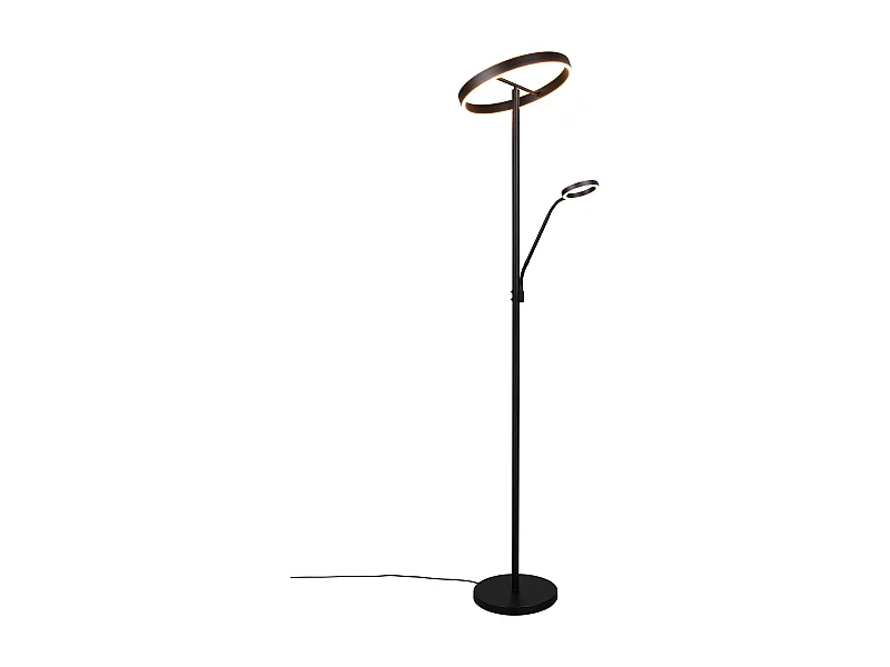 Piantana LED con lampada lettura, metallo, nero, H 180 cm, Willis