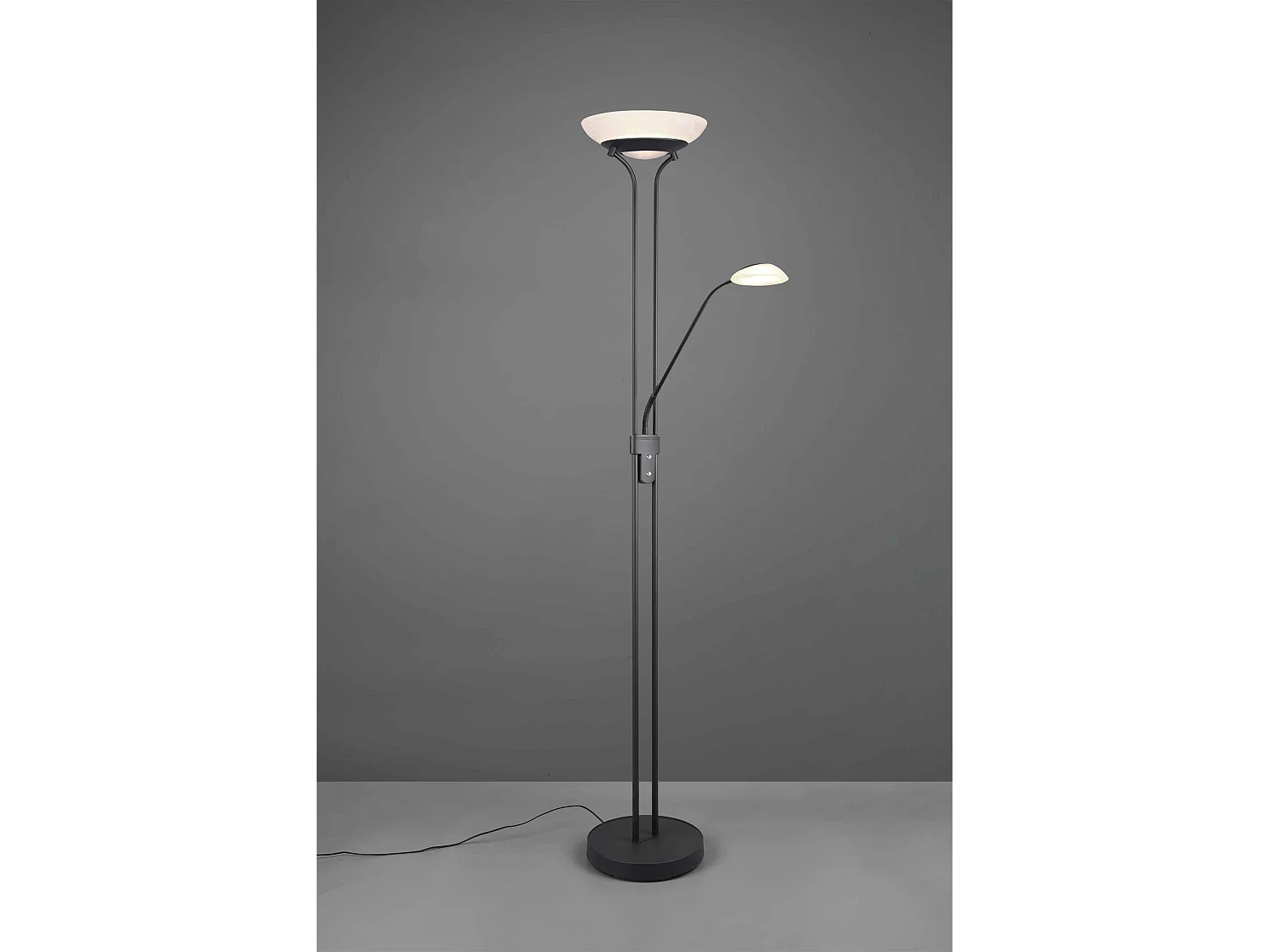 Piantana LED con lampada da lettura, nero, H 180 cm, Orson