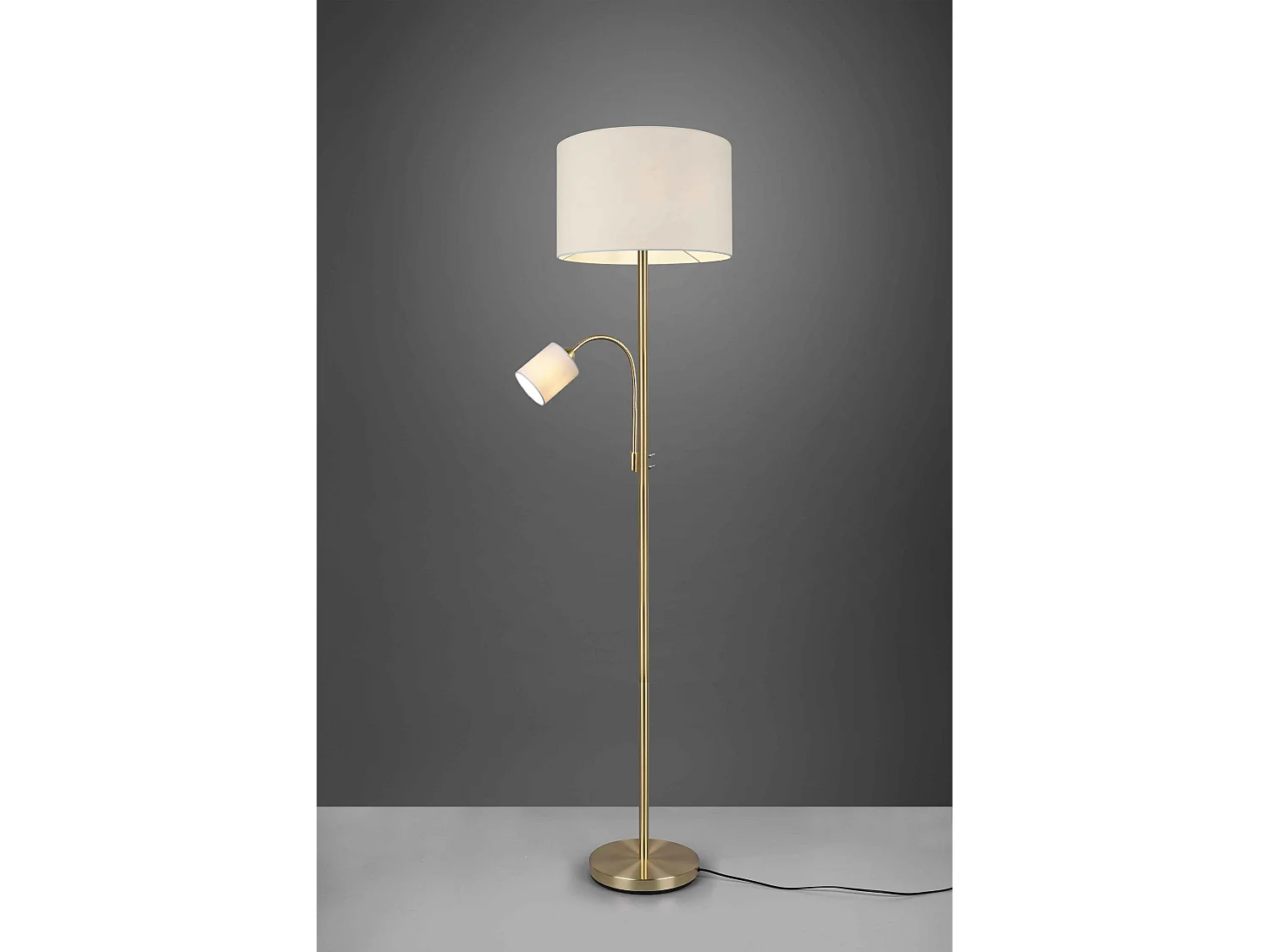 Piantana con lampada da lettura, metallo, ottone satinato, H 170 cm, Hotel