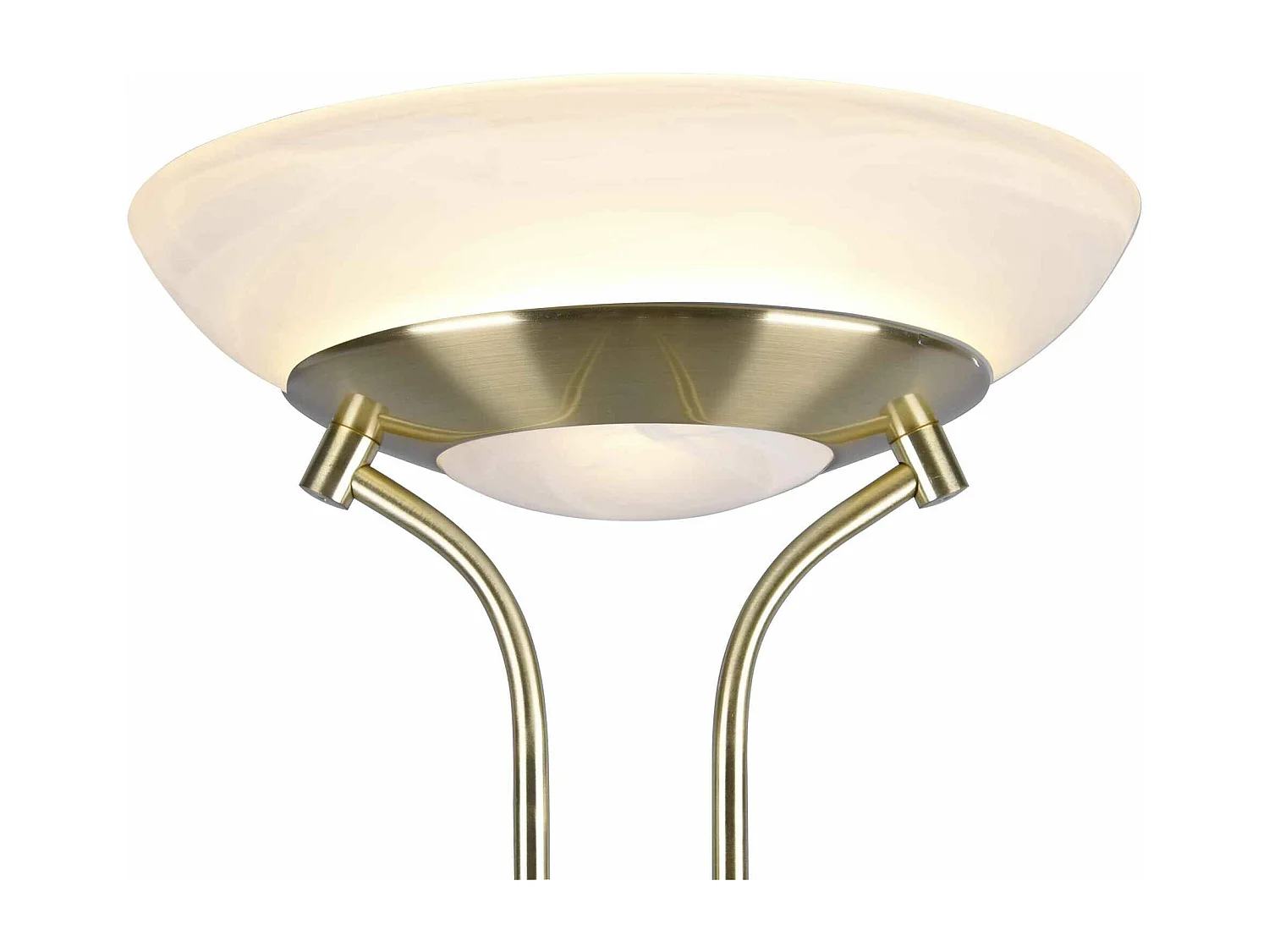 Piantana LED con lampada da lettura, ottone satinato, H 180 cm, Orson