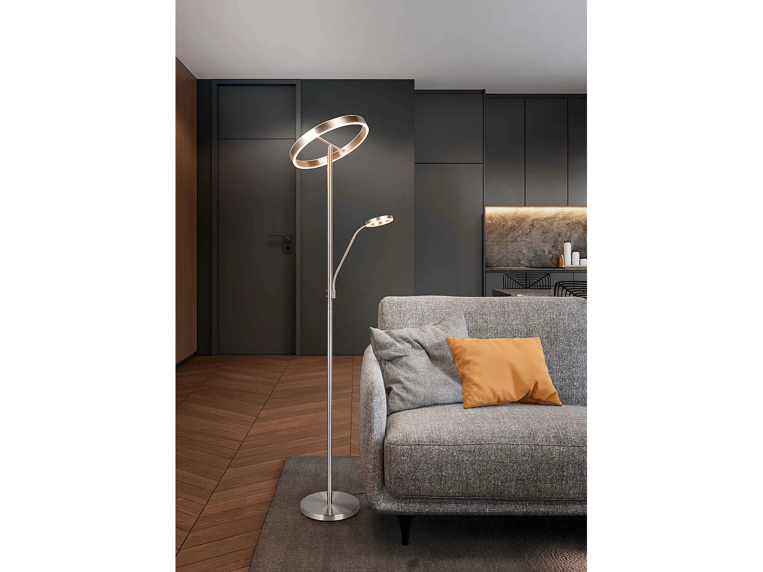 Piantana LED con lampada lettura, metallo, acciaio, H 180 cm, Willis