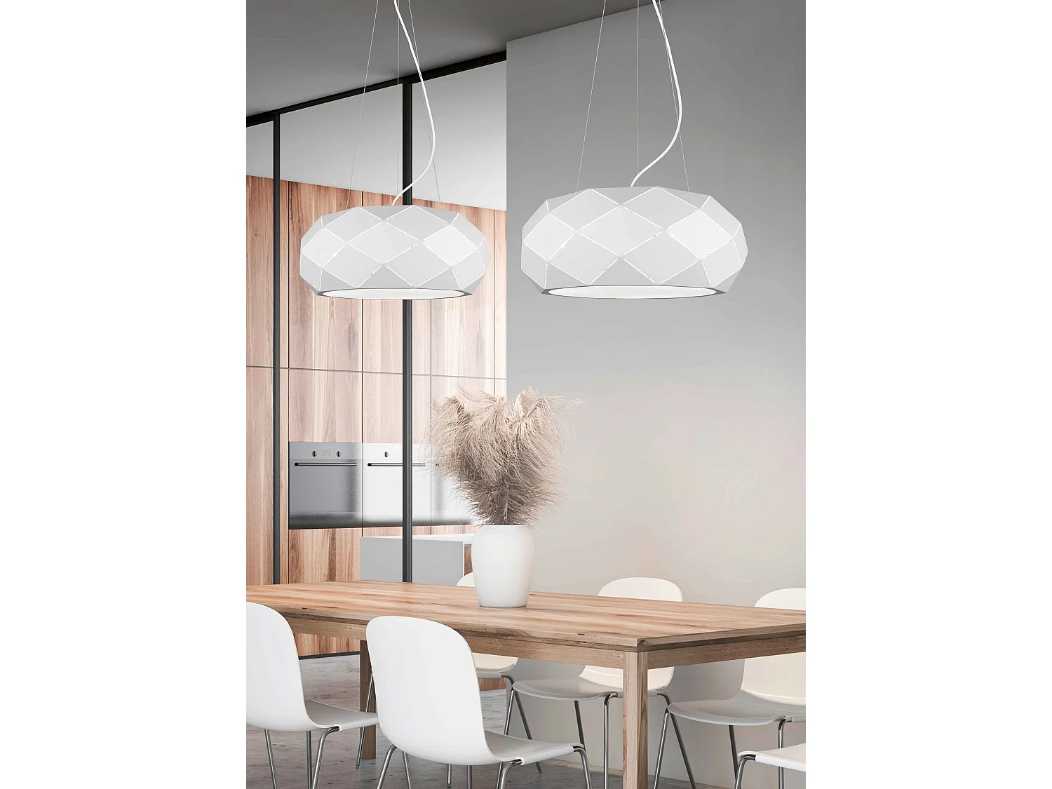 Lampada a sospensione con tagli laser, metallo, bianco, D 50 cm, Zandor