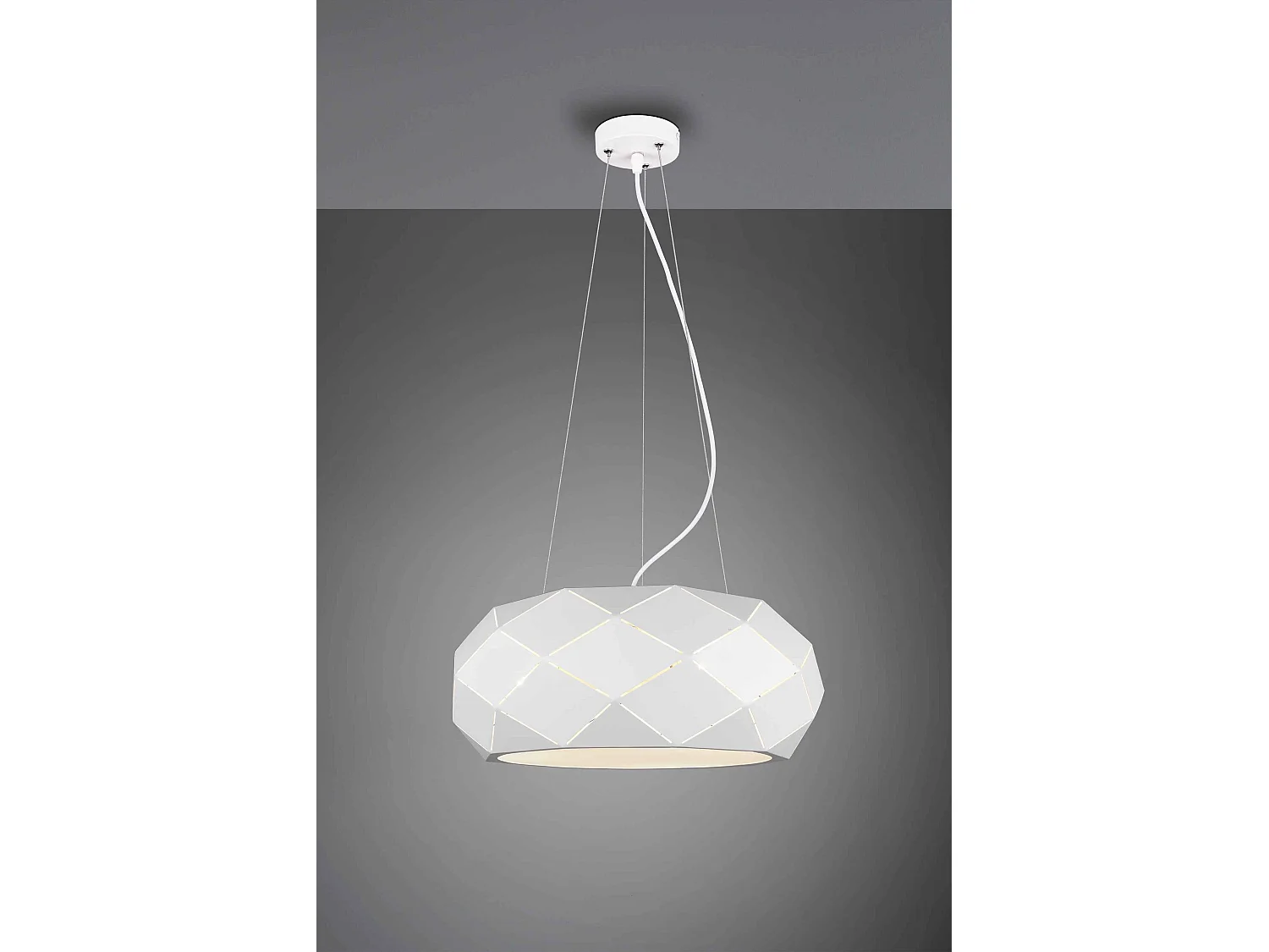 Lampada a sospensione con tagli laser, metallo, bianco, D 50 cm, Zandor