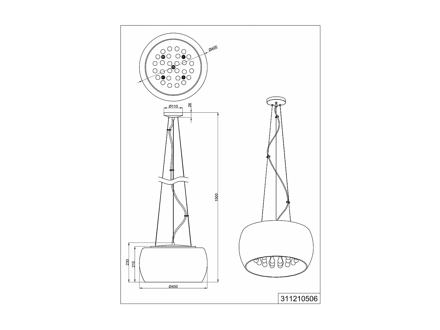 Suspension en verre Vapore