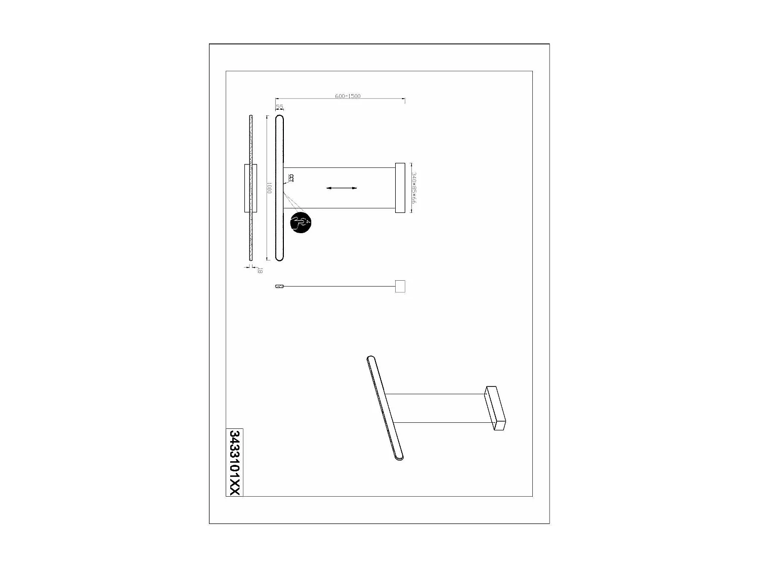 Lampada a sospensione LED a bi-emissione, metallo, alluminio, L 100 cm, Helios