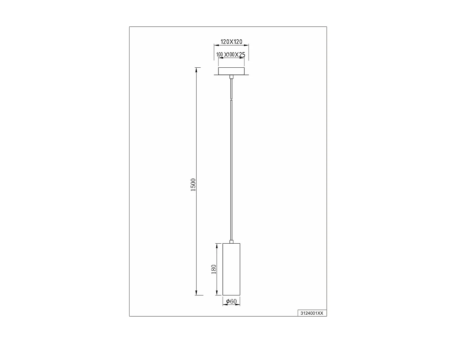 Lampada a sospensione cilindro, metallo, acciaio, D 6 cm, Marley