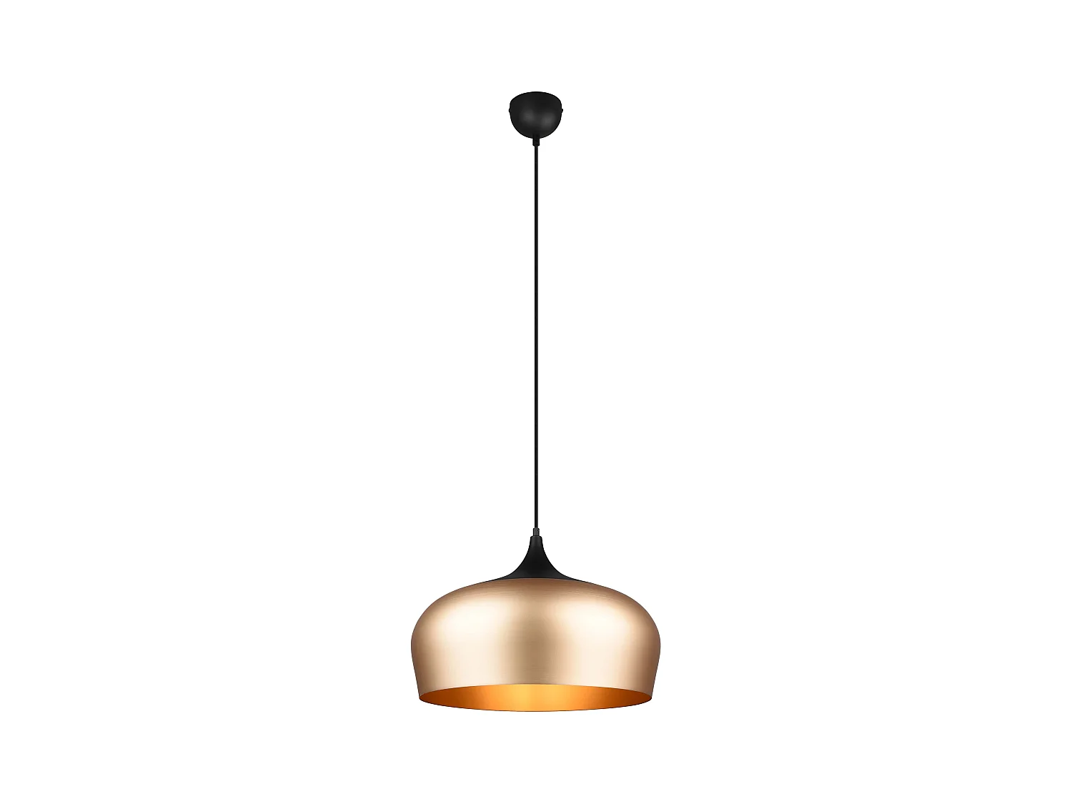 Lampada a sospensione, metallo, nero e ottone satinato,  D 45 cm, Chiron