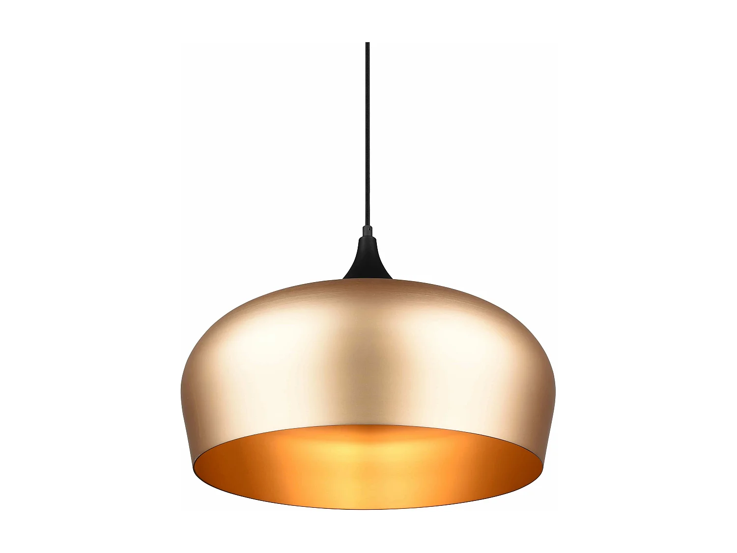 Lampada a sospensione, metallo, nero e ottone satinato,  D 45 cm, Chiron