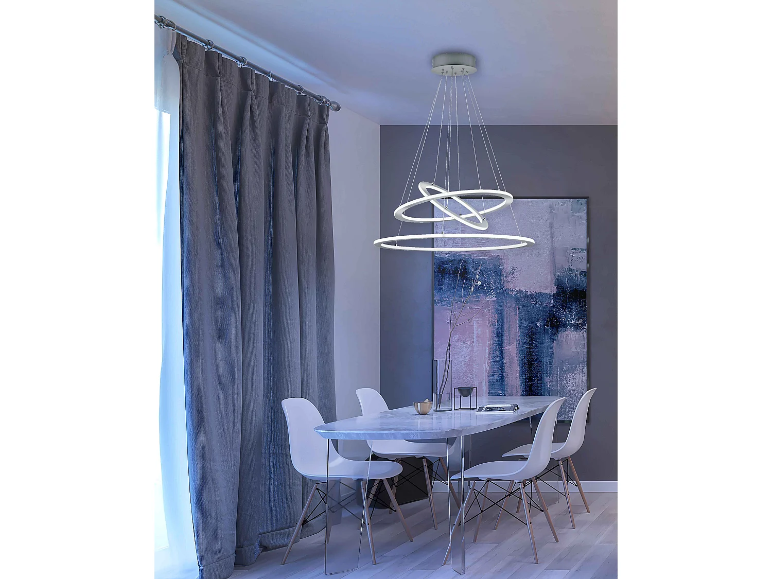Lampada a sospensione LED, metallo, acciaio satinato, D 80 cm, Durban