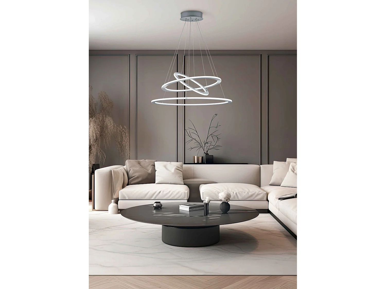 Lampada a sospensione LED, metallo, acciaio satinato, D 80 cm, Durban