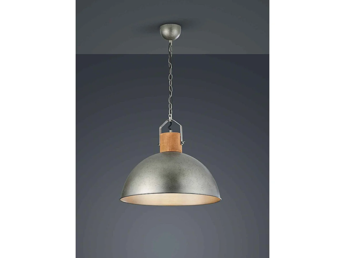 Lampada a sospensione cupola, metallo, acciaio anticato, D 45 cm, Delhi