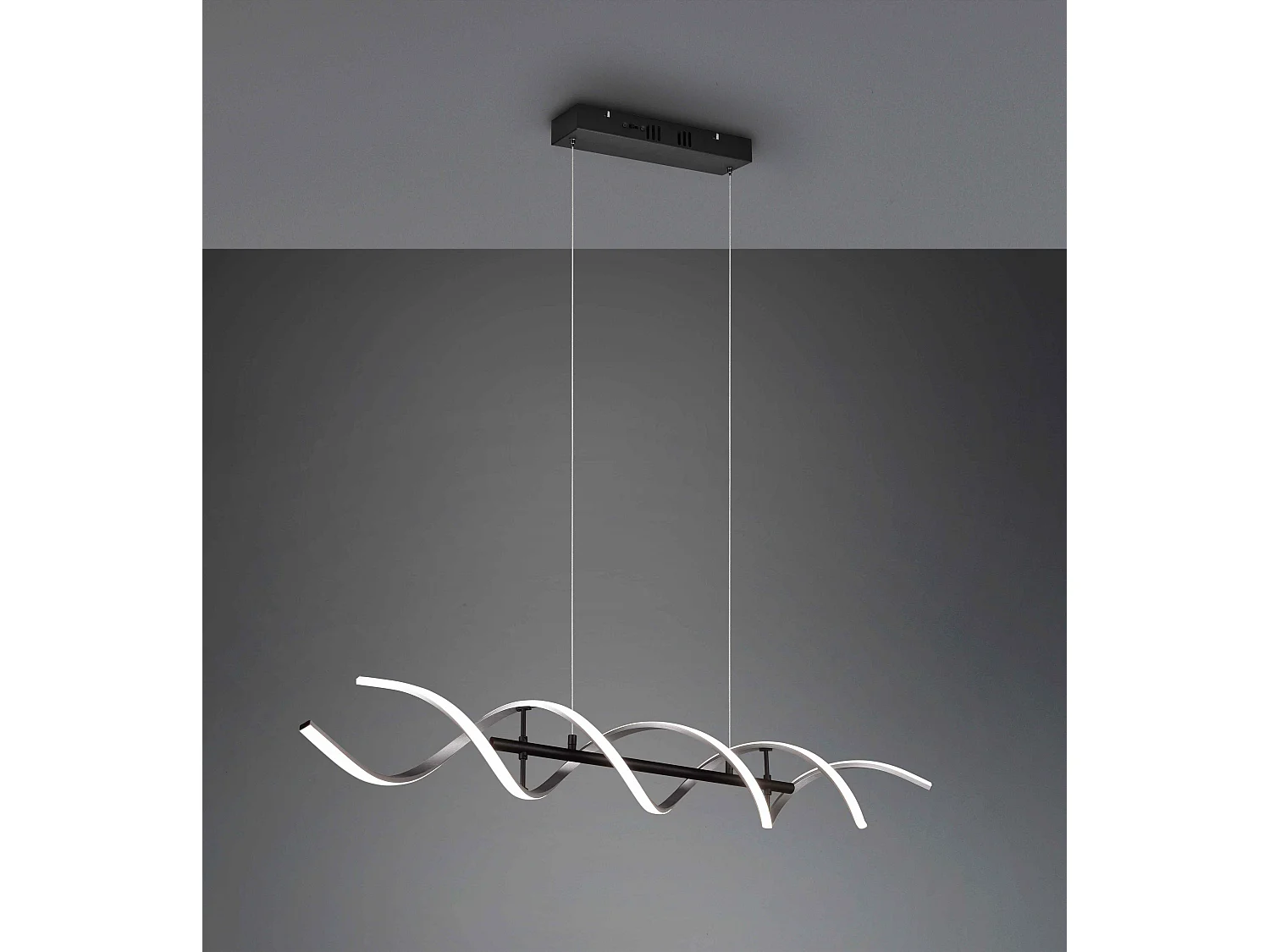 Lampada a sospensione LED spirale, metallo, alluminio e nero, L 104 cm, Sequence