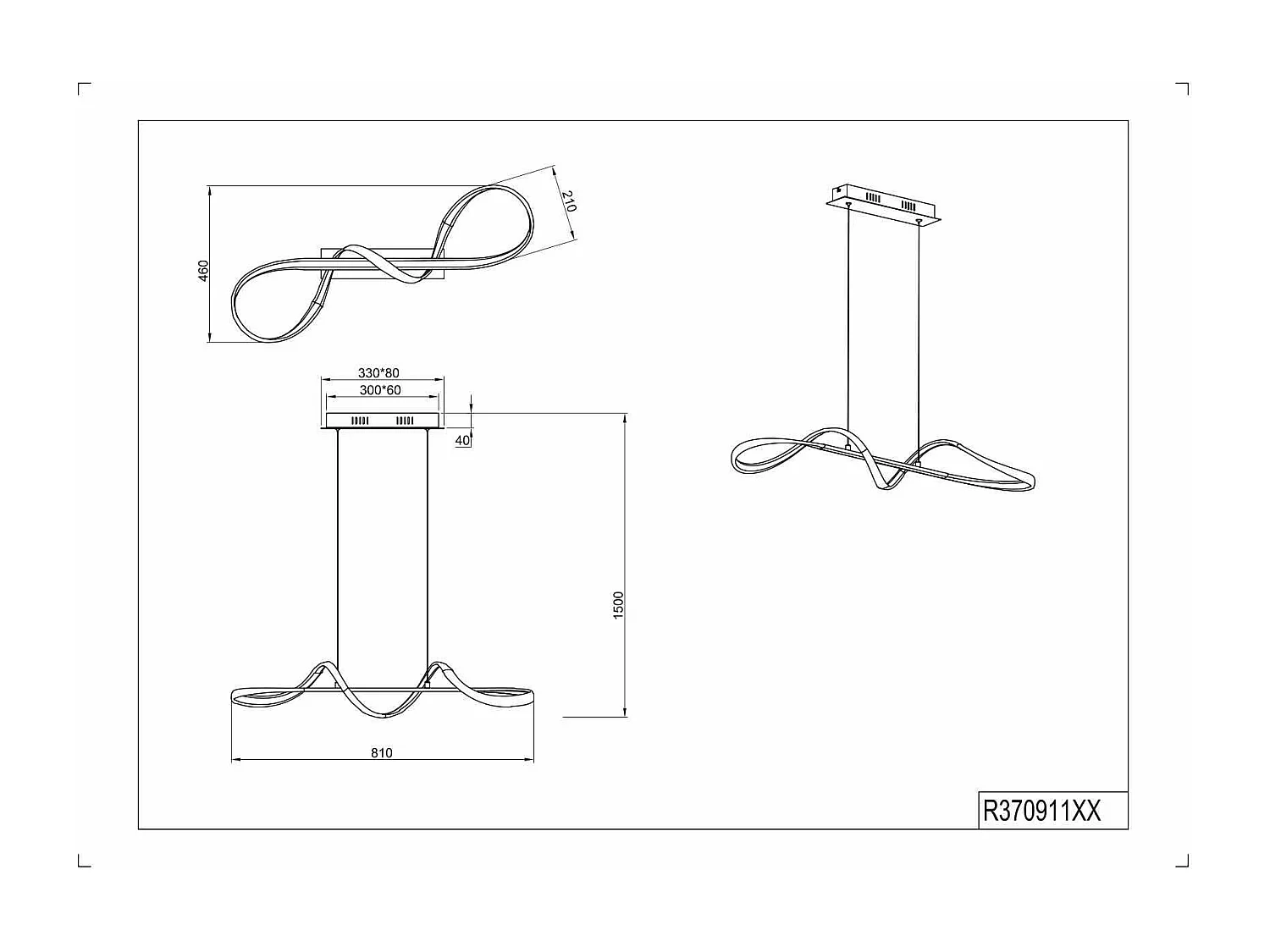 Lampada a sospensione LED, metallo, cromo, L 81 cm, Perugia