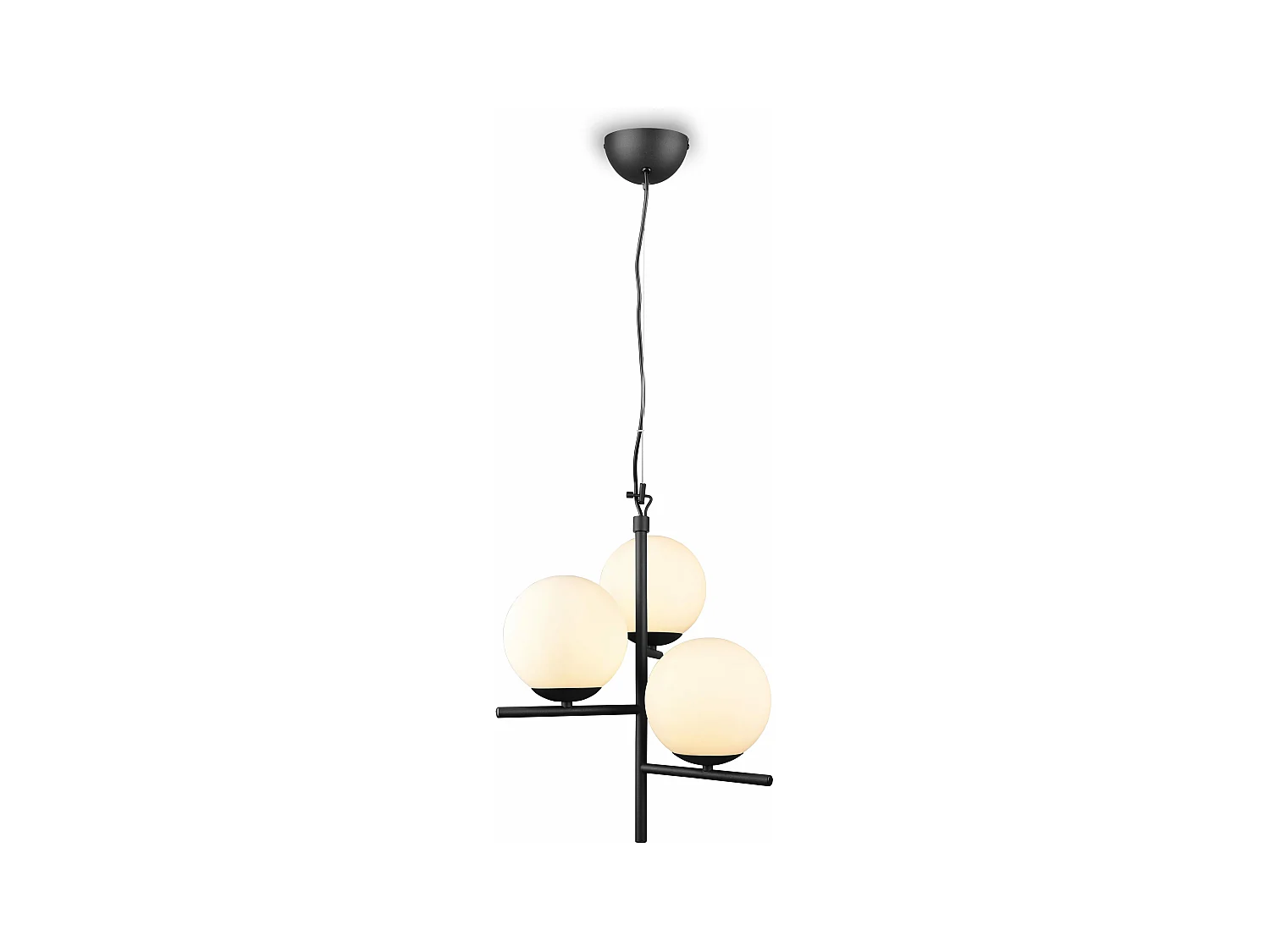 Lampada a sospensione 3 sfere, metallo, nero e bianco, D 40 cm, Pure