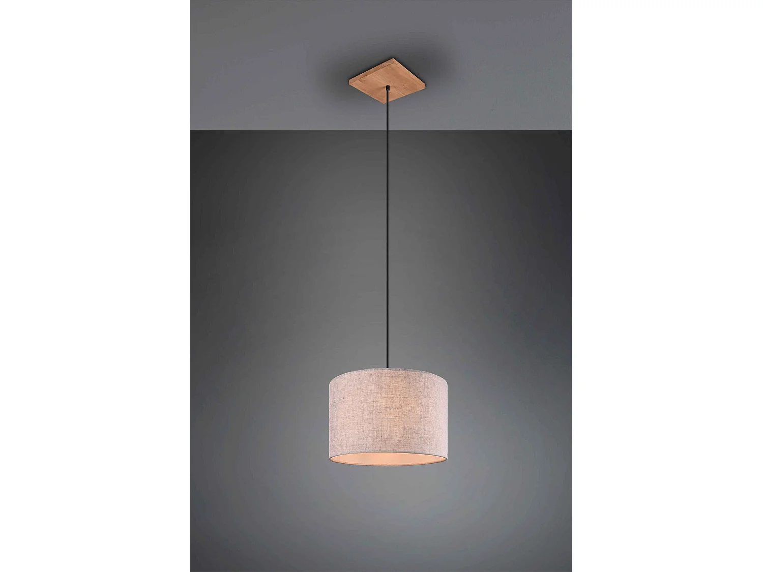 Lampada a sospensione con paralume, legno, sabbia, D 35 cm, Elmau