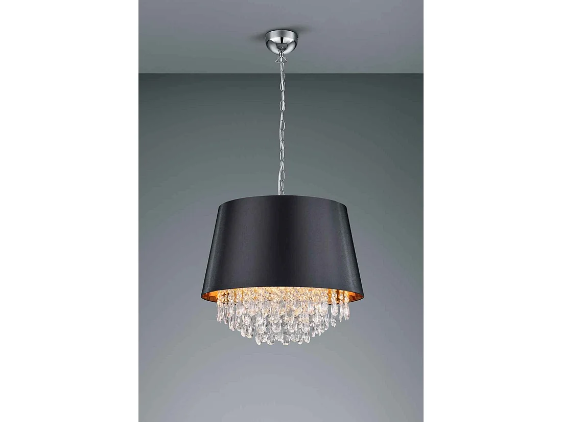 Lampada a sospensione con pendagli, metallo, nero e oro, D 50 cm, Loreley