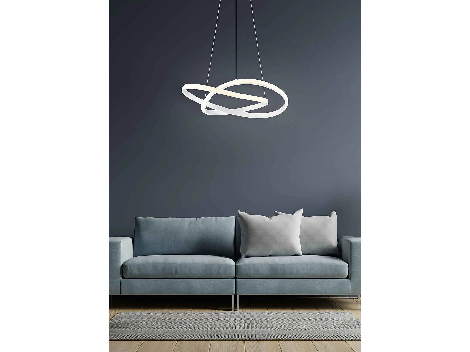 Lampada a sospensione LED cerchio, metallo, bianco, D 60 cm, Course