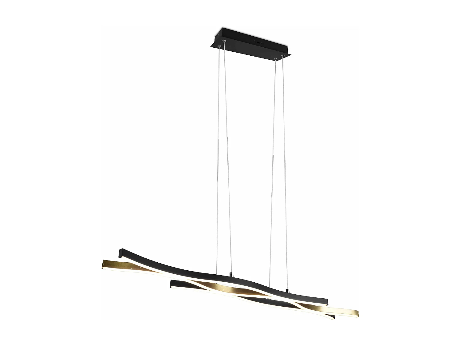 Lampada a sospensione LED ondulata, metallo, ottone e nero, L 108 cm, Blaze