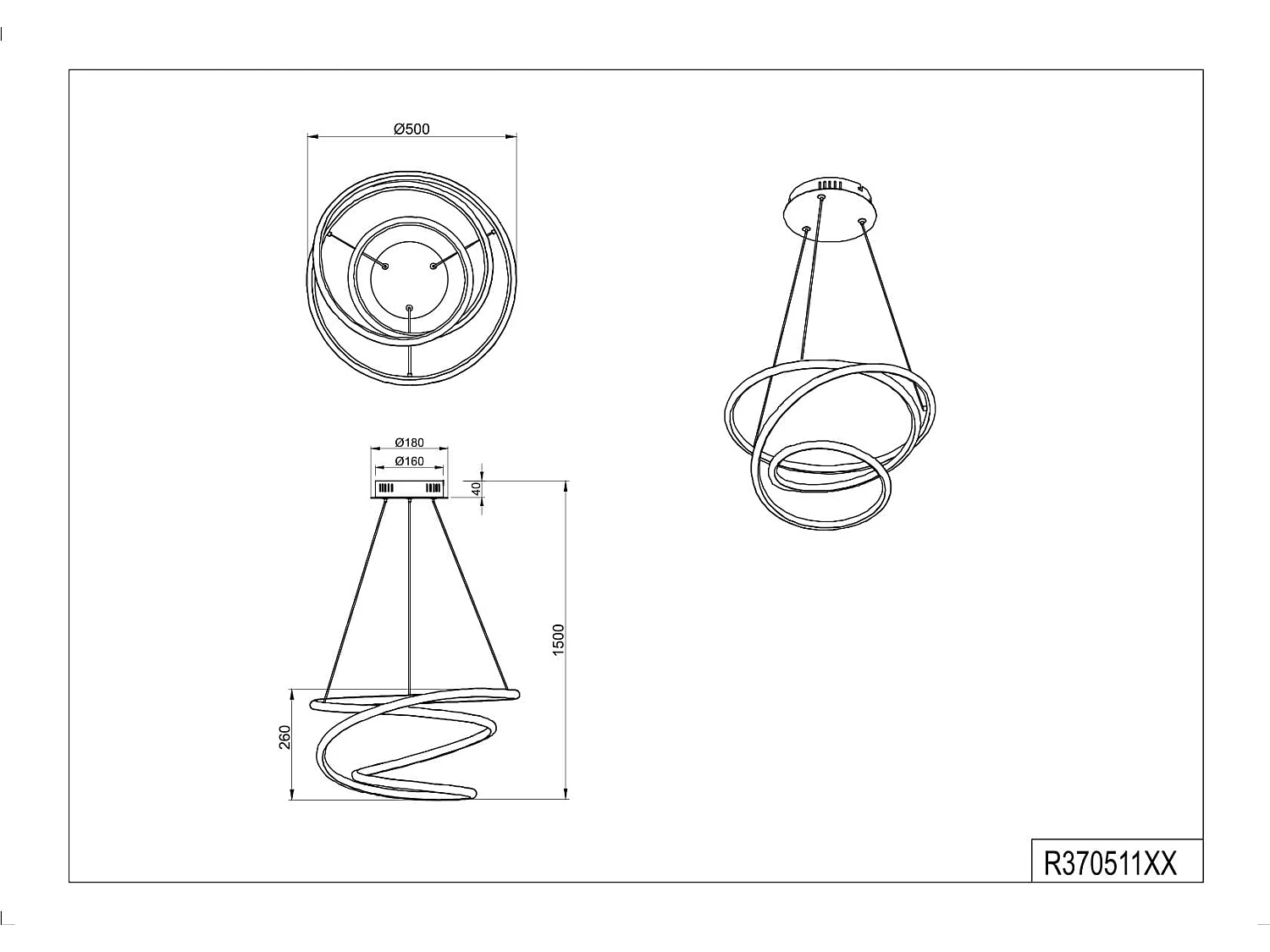 Lampada a sospensione LED, metallo, bianco, D50 cm, Bologna