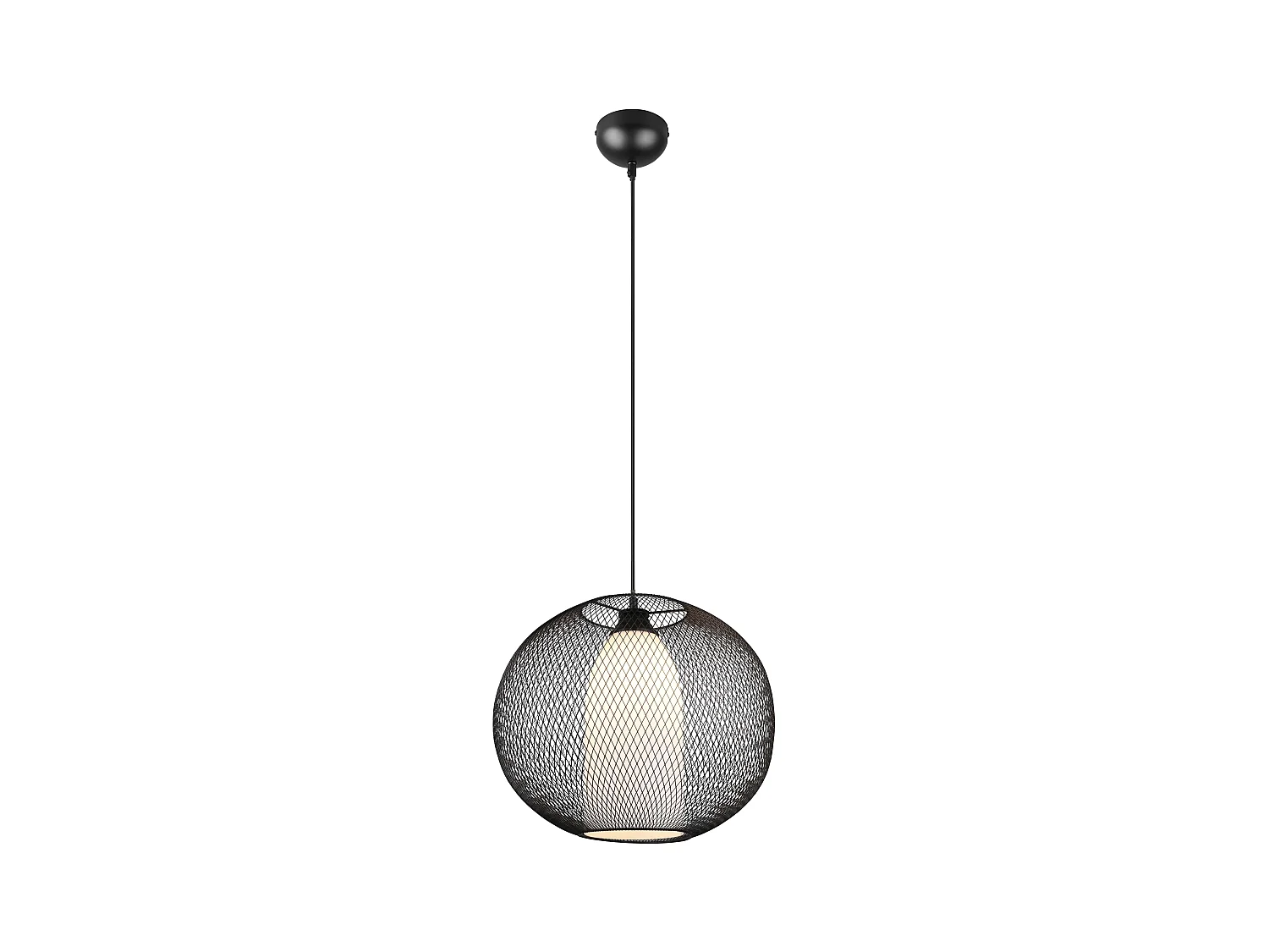 Lampada a sospensione filo metallo, vetro bianco, D 40 cm, Filo
