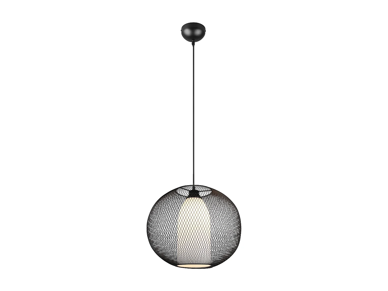 Lampada a sospensione filo metallo, vetro bianco, D 40 cm, Filo