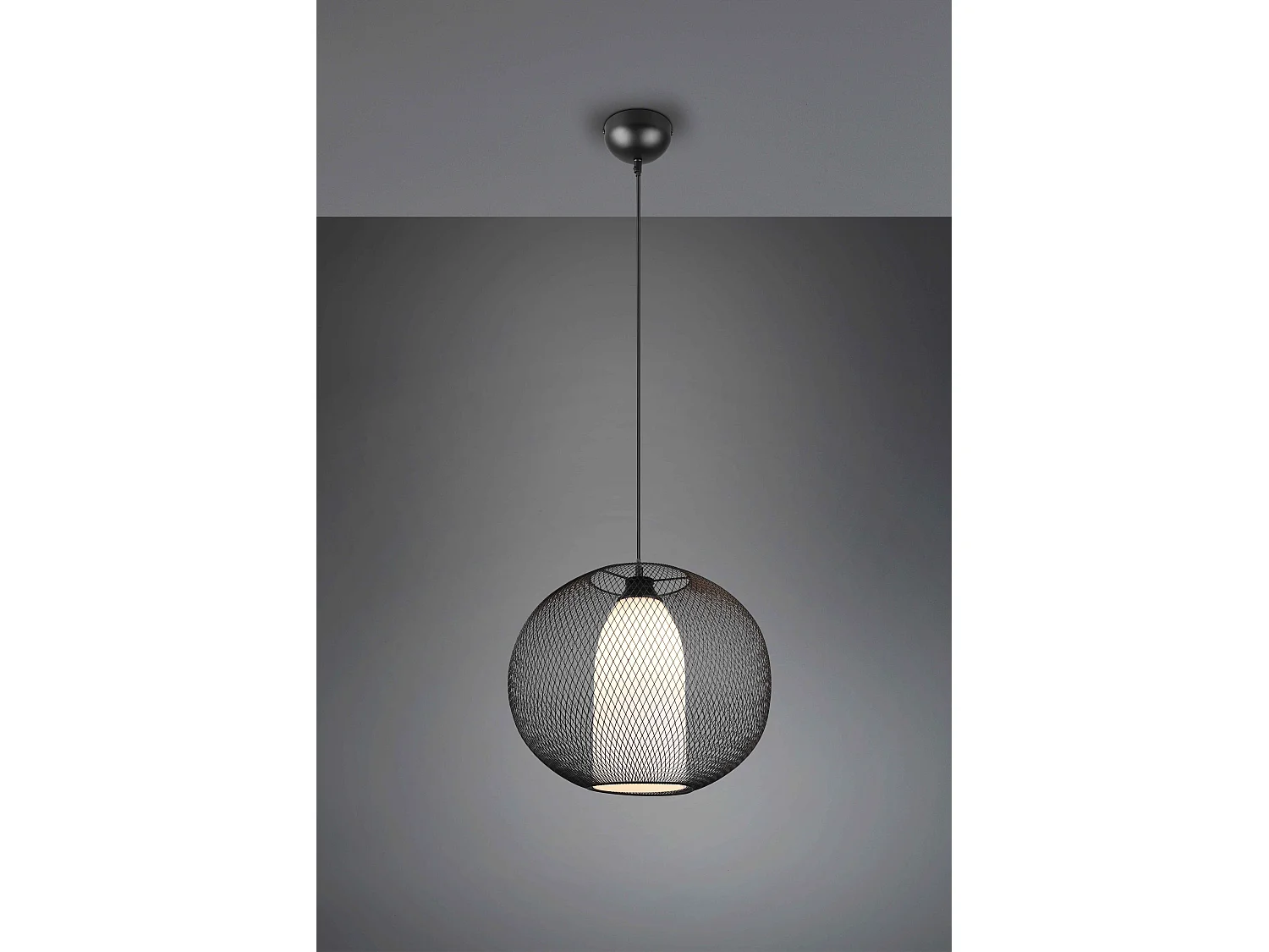 Lampada a sospensione filo metallo, vetro bianco, D 40 cm, Filo