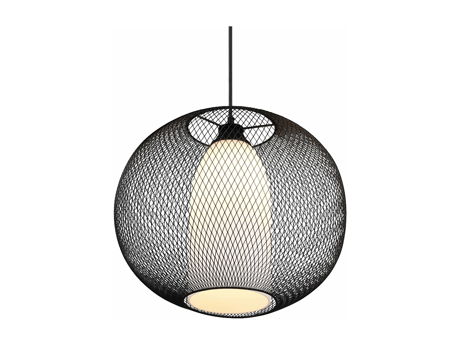 Lampada a sospensione filo metallo, vetro bianco, D 40 cm, Filo