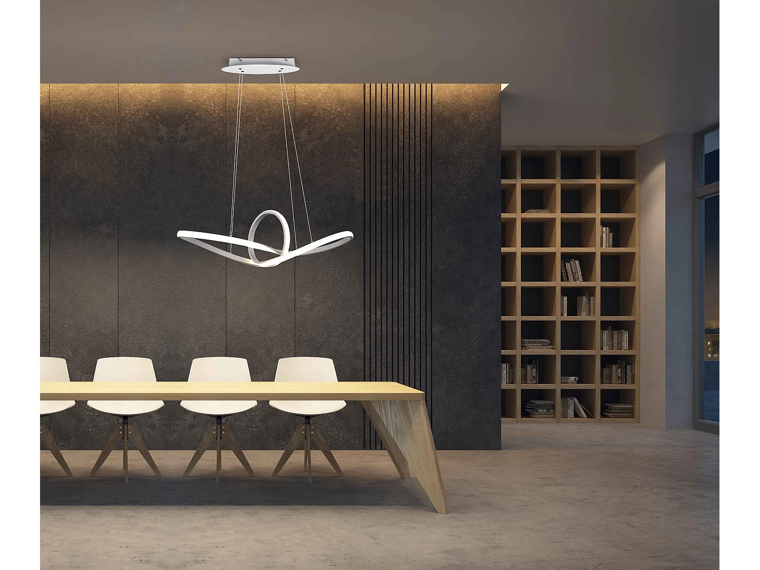 Lampada a sospensione LED, metallo, bianco, L 80 cm, Sansa