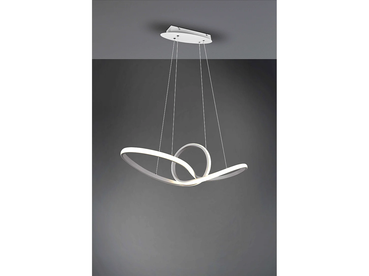 Lampada a sospensione LED, metallo, bianco, L 80 cm, Sansa