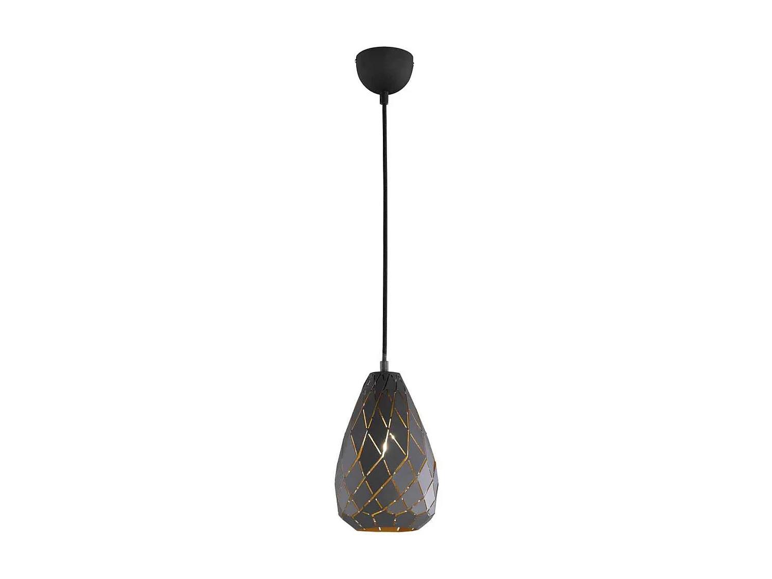 Lampada a sospensione, metallo, nero e oro, D 15 cm, Onyx