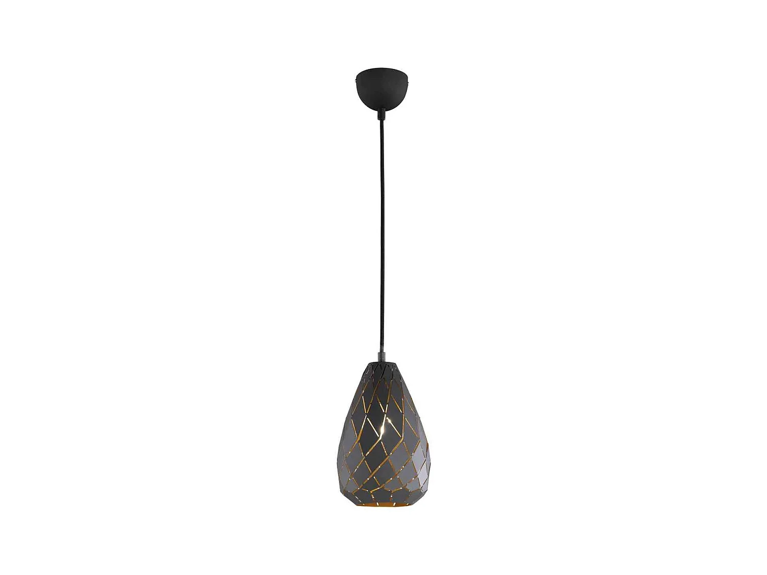 Lampada a sospensione, metallo, nero e oro, D 15 cm, Onyx
