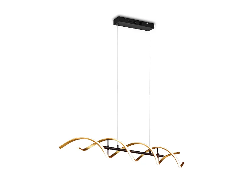Lampada a sospensione LED spirale, metallo, ottone e nero, L 104 cm, Sequence