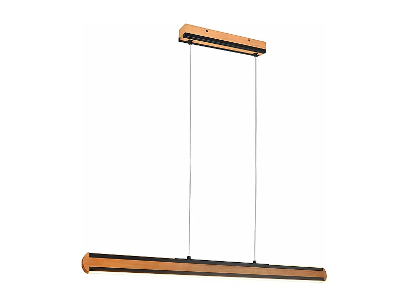 Lampada a sospensione bi-emssione, metallo e legno, nero, L 110 cm, Deacon