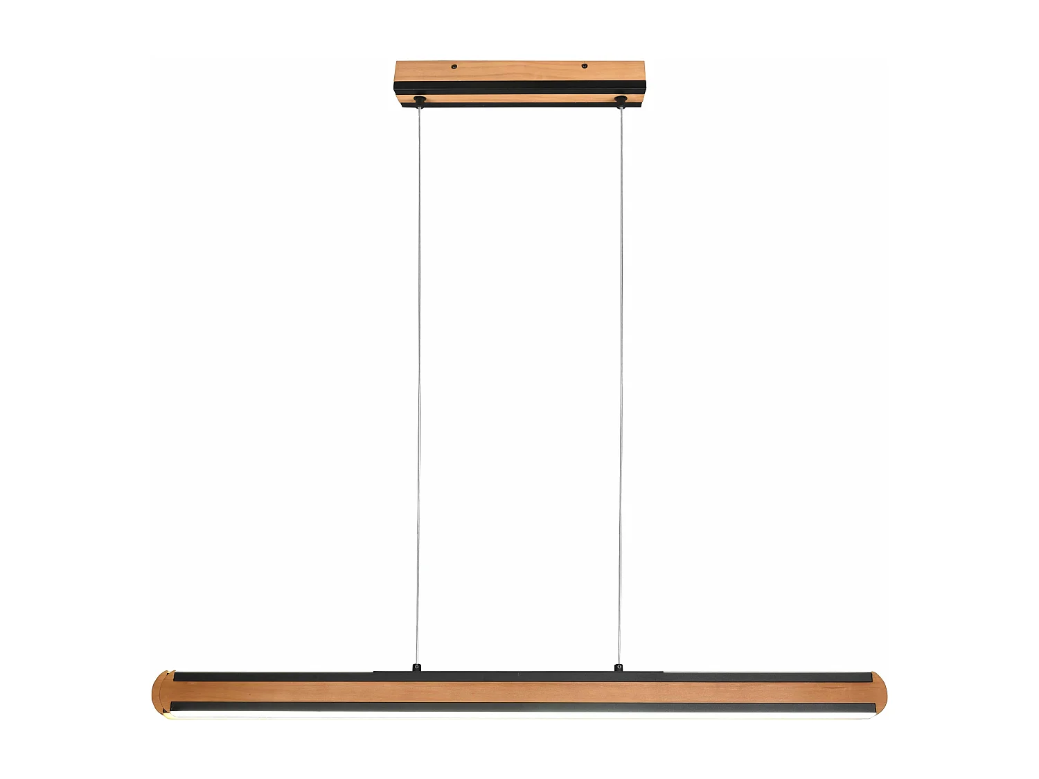 Lampada a sospensione bi-emssione, metallo e legno, nero, L 110 cm, Deacon