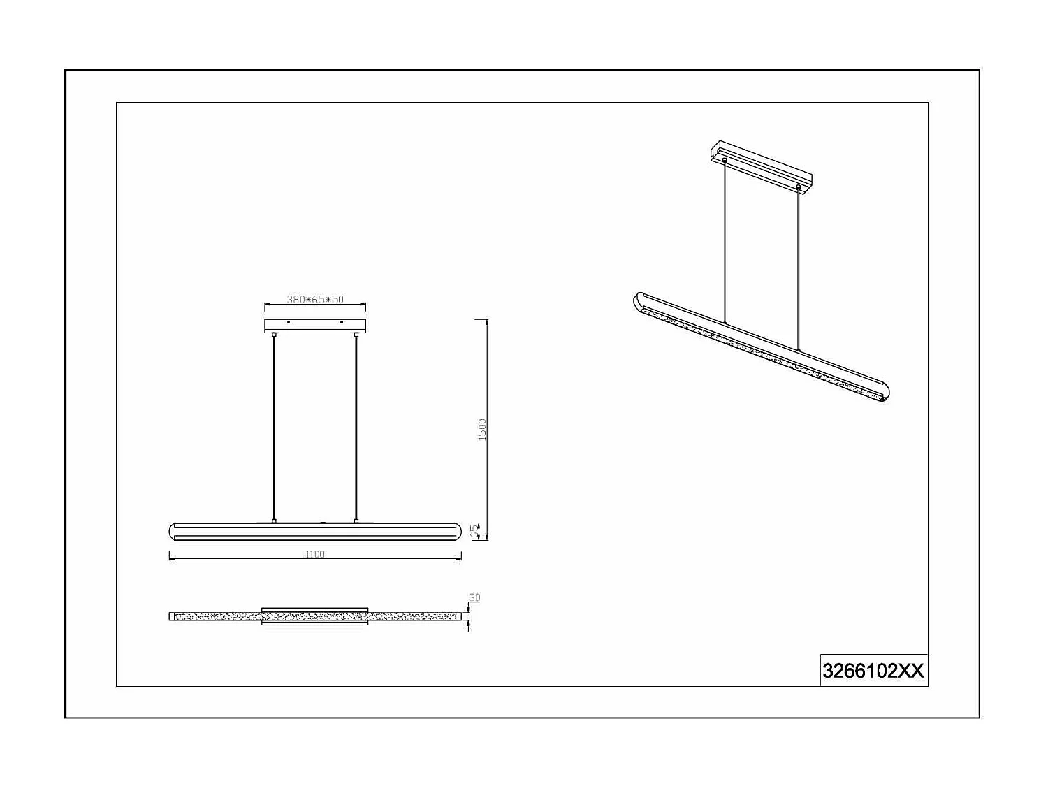 Lampada a sospensione bi-emssione, metallo e legno, nero, L 110 cm, Deacon