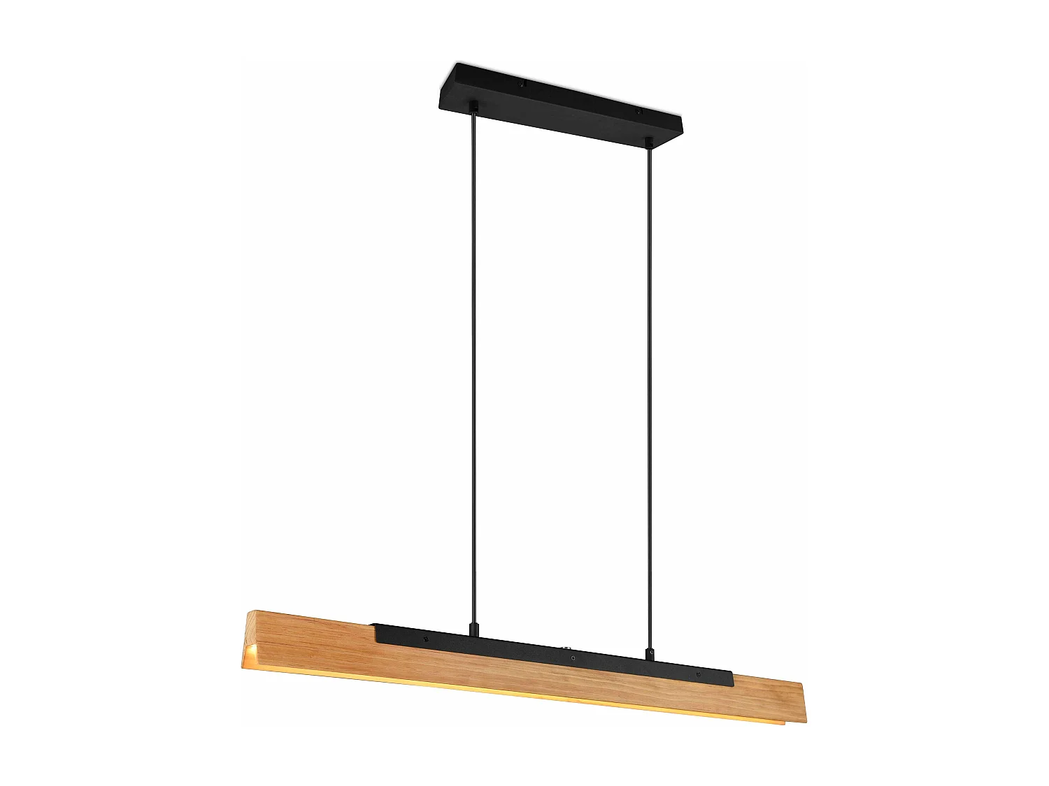 Lampada a sospensione, legno e metallo, nero, L 90 cm, Kerala