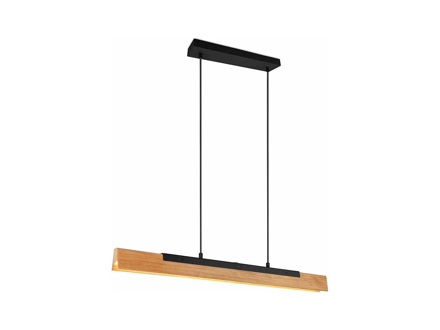 Lampada a sospensione, legno e metallo, nero, L 90 cm, Kerala