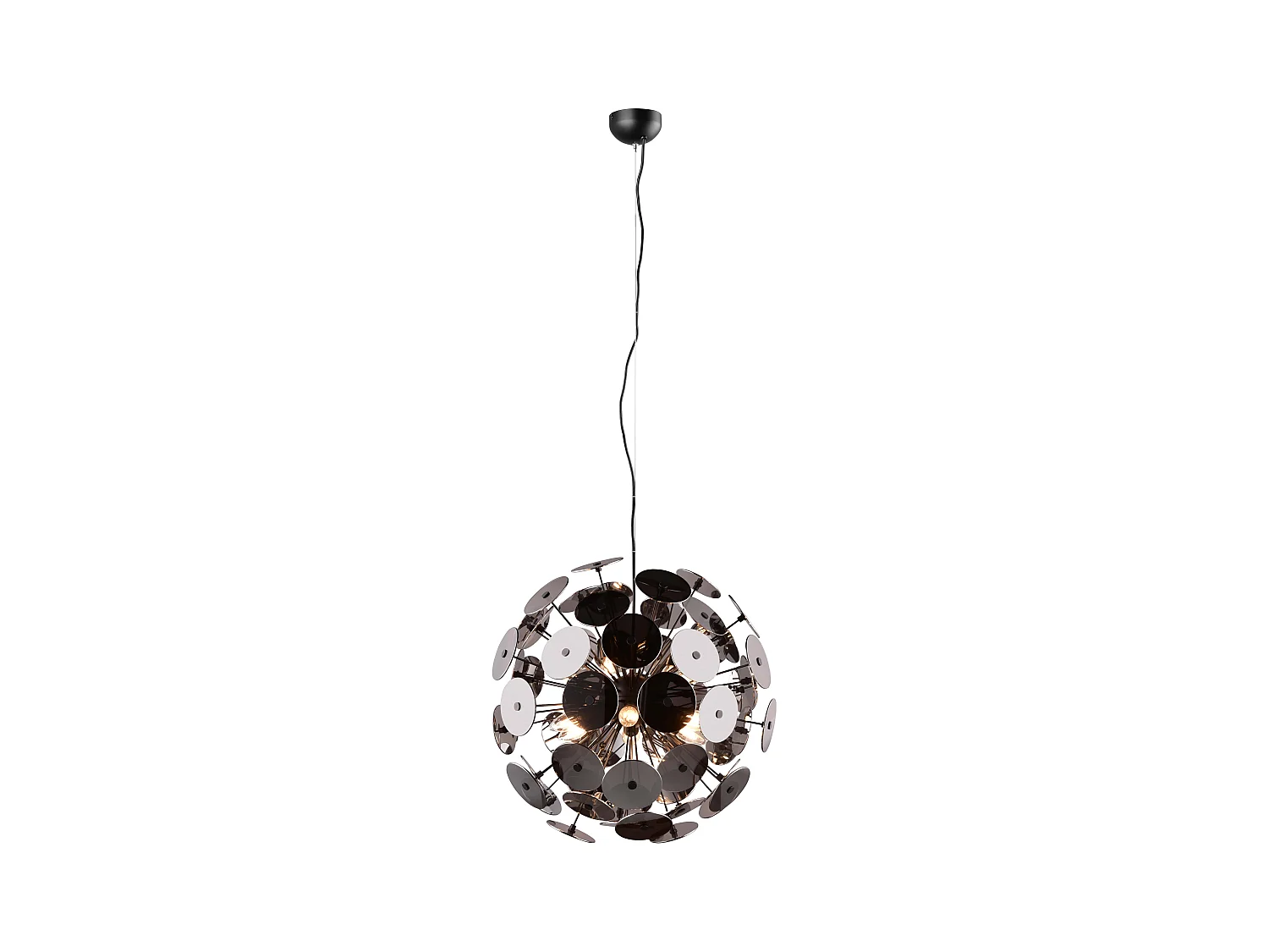 Lampada a sospensione sfera tondi, metallo, nero cromato, D 54 cm, Discalgo