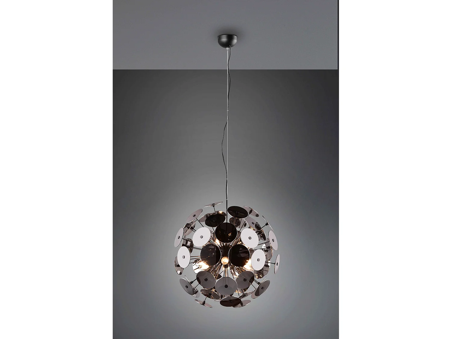 Lampada a sospensione sfera tondi, metallo, nero cromato, D 54 cm, Discalgo