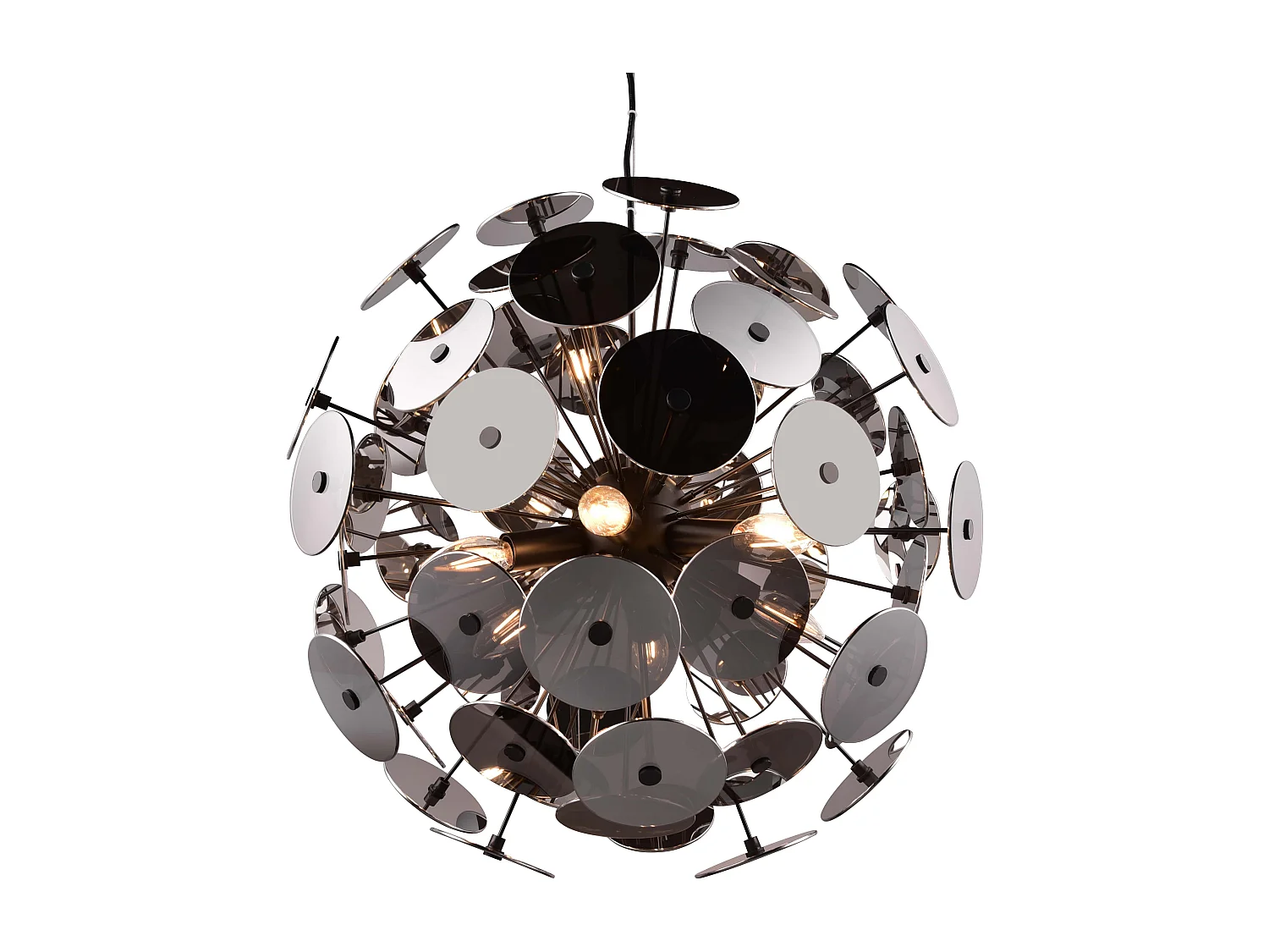 Lampada a sospensione sfera tondi, metallo, nero cromato, D 54 cm, Discalgo