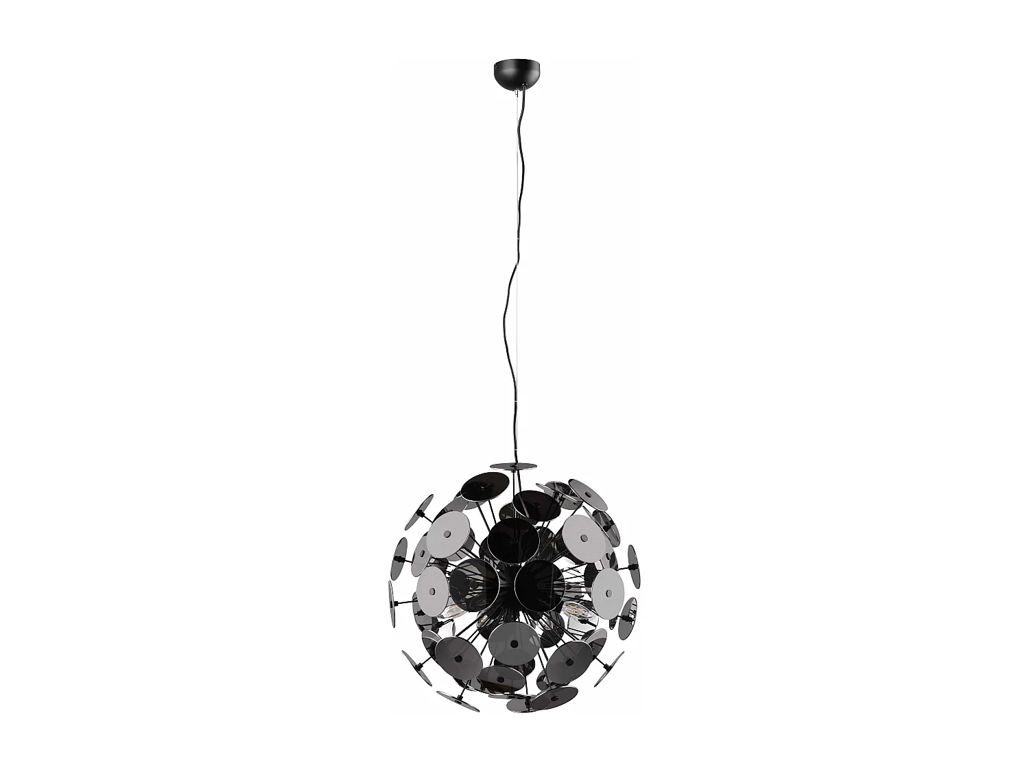Lampada a sospensione sfera tondi, metallo, nero cromato, D 54 cm, Discalgo